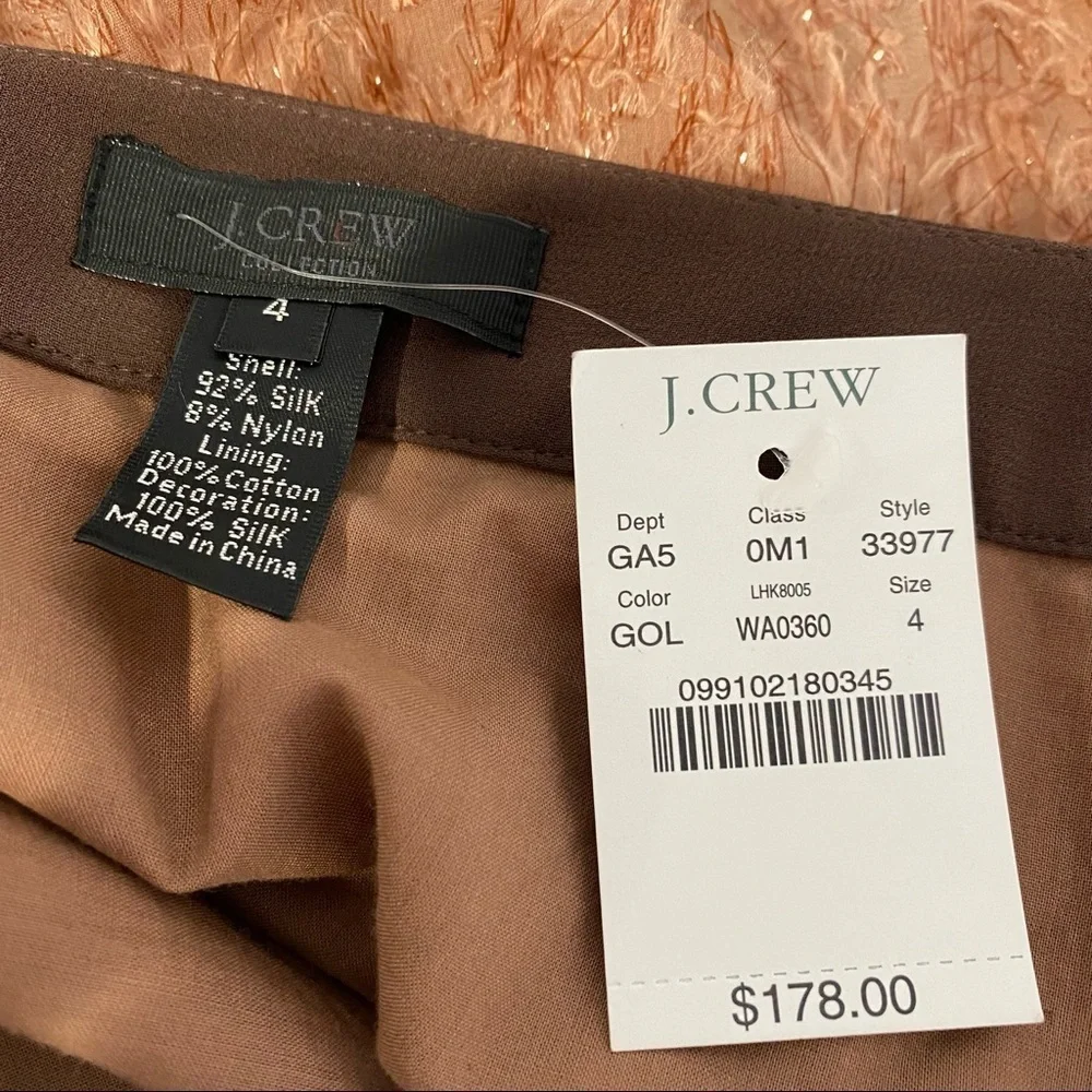 J. CREW COLLECTION Textured Rose Gold Skirt Size 4 New